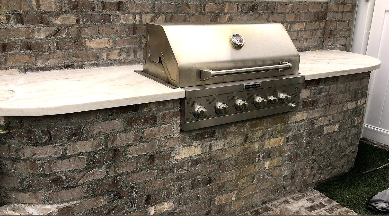 Front yard seating and grill